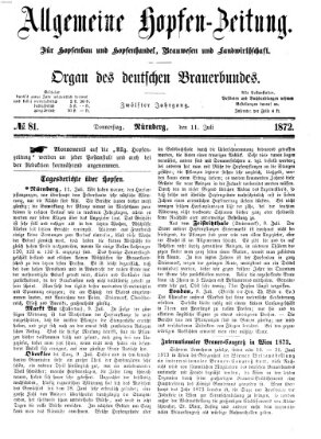 Allgemeine Hopfen-Zeitung Donnerstag 11. Juli 1872