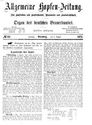 Allgemeine Hopfen-Zeitung Samstag 3. August 1872