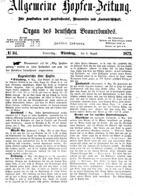 Allgemeine Hopfen-Zeitung Donnerstag 8. August 1872