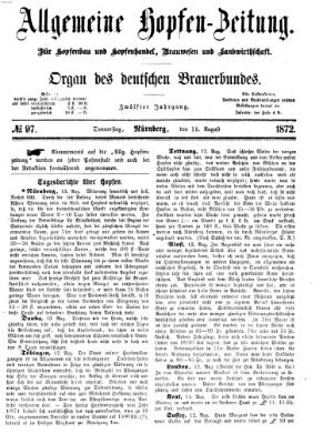 Allgemeine Hopfen-Zeitung Donnerstag 15. August 1872