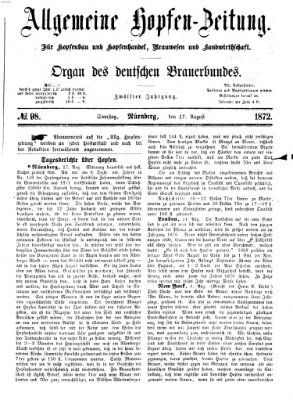 Allgemeine Hopfen-Zeitung Samstag 17. August 1872