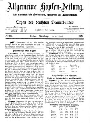 Allgemeine Hopfen-Zeitung Dienstag 20. August 1872