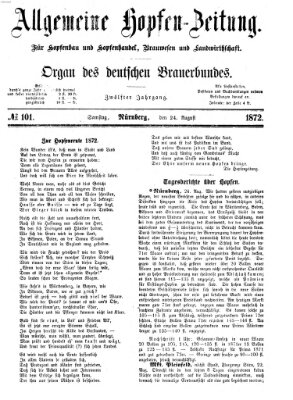 Allgemeine Hopfen-Zeitung Samstag 24. August 1872