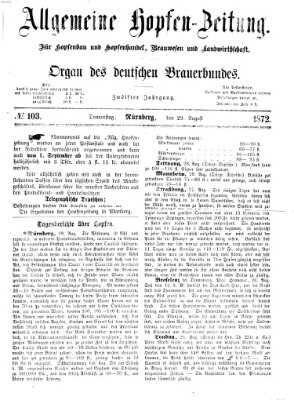 Allgemeine Hopfen-Zeitung Donnerstag 29. August 1872