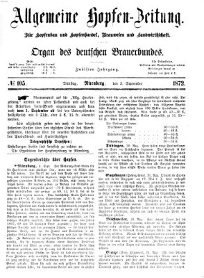 Allgemeine Hopfen-Zeitung Dienstag 3. September 1872