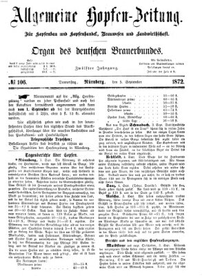 Allgemeine Hopfen-Zeitung Donnerstag 5. September 1872