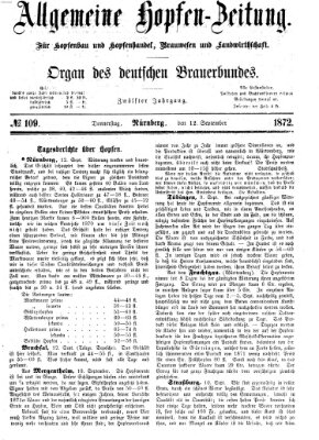 Allgemeine Hopfen-Zeitung Donnerstag 12. September 1872