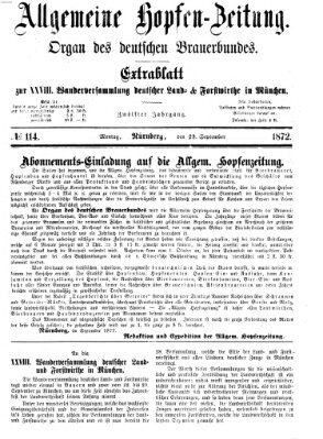 Allgemeine Hopfen-Zeitung Montag 23. September 1872