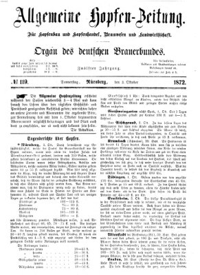 Allgemeine Hopfen-Zeitung Donnerstag 3. Oktober 1872