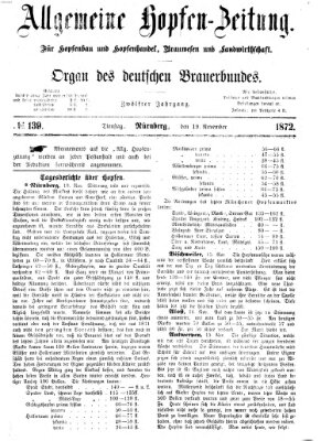 Allgemeine Hopfen-Zeitung Dienstag 19. November 1872