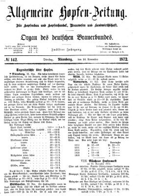 Allgemeine Hopfen-Zeitung Dienstag 26. November 1872