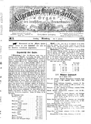 Allgemeine Hopfen-Zeitung Dienstag 7. Januar 1873