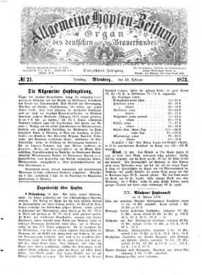 Allgemeine Hopfen-Zeitung Dienstag 18. Februar 1873