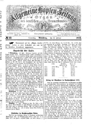 Allgemeine Hopfen-Zeitung Donnerstag 20. Februar 1873