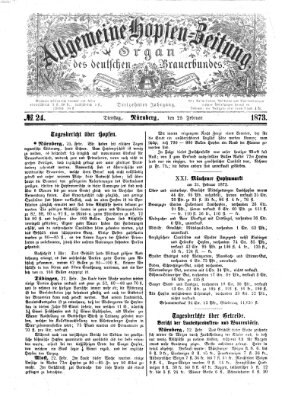 Allgemeine Hopfen-Zeitung Dienstag 25. Februar 1873