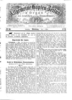Allgemeine Hopfen-Zeitung Samstag 1. März 1873