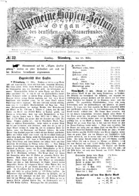 Allgemeine Hopfen-Zeitung Samstag 15. März 1873