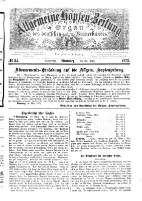 Allgemeine Hopfen-Zeitung Donnerstag 20. März 1873