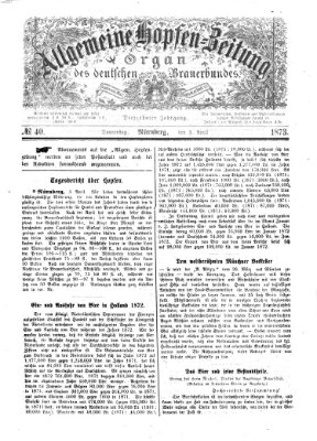 Allgemeine Hopfen-Zeitung Donnerstag 3. April 1873