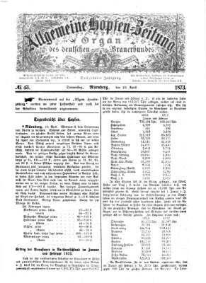 Allgemeine Hopfen-Zeitung Donnerstag 10. April 1873