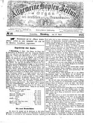 Allgemeine Hopfen-Zeitung Donnerstag 17. April 1873