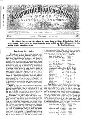 Allgemeine Hopfen-Zeitung Dienstag 29. April 1873