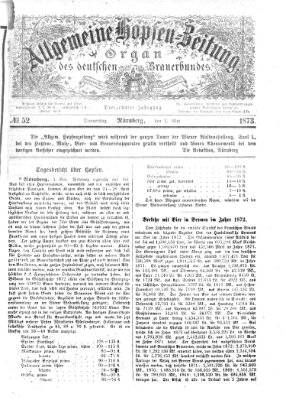 Allgemeine Hopfen-Zeitung Donnerstag 1. Mai 1873