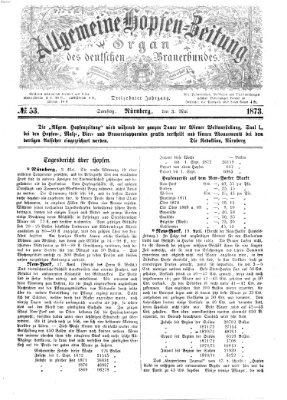 Allgemeine Hopfen-Zeitung Samstag 3. Mai 1873