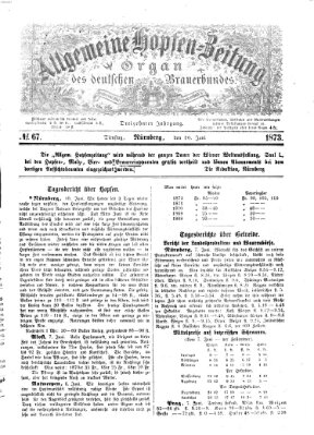 Allgemeine Hopfen-Zeitung Dienstag 10. Juni 1873