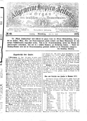 Allgemeine Hopfen-Zeitung Samstag 14. Juni 1873