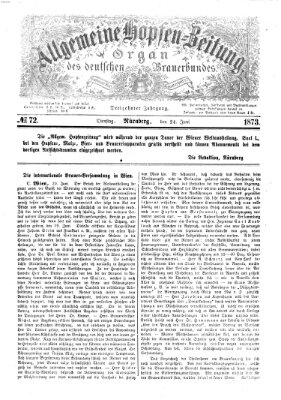 Allgemeine Hopfen-Zeitung Dienstag 24. Juni 1873