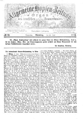 Allgemeine Hopfen-Zeitung Donnerstag 26. Juni 1873