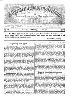 Allgemeine Hopfen-Zeitung Donnerstag 10. Juli 1873