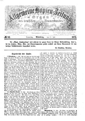 Allgemeine Hopfen-Zeitung Donnerstag 17. Juli 1873