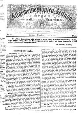 Allgemeine Hopfen-Zeitung Dienstag 29. Juli 1873