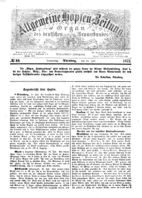 Allgemeine Hopfen-Zeitung Donnerstag 31. Juli 1873