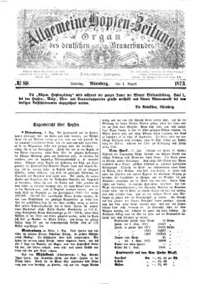 Allgemeine Hopfen-Zeitung Samstag 2. August 1873