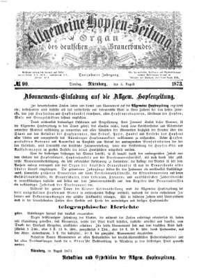 Allgemeine Hopfen-Zeitung Dienstag 5. August 1873