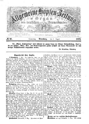 Allgemeine Hopfen-Zeitung Donnerstag 7. August 1873