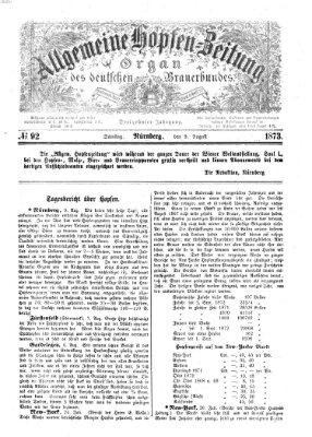 Allgemeine Hopfen-Zeitung Samstag 9. August 1873