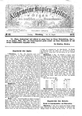 Allgemeine Hopfen-Zeitung Dienstag 12. August 1873