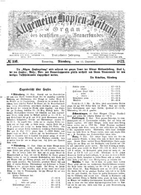 Allgemeine Hopfen-Zeitung Donnerstag 11. September 1873