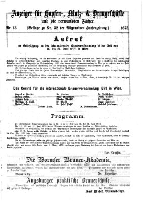 Allgemeine Hopfen-Zeitung Samstag 15. März 1873