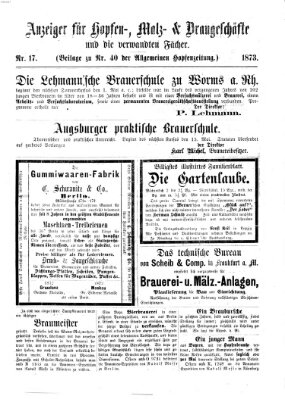 Allgemeine Hopfen-Zeitung Donnerstag 3. April 1873