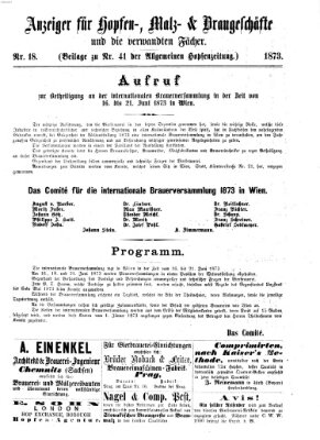 Allgemeine Hopfen-Zeitung Samstag 5. April 1873