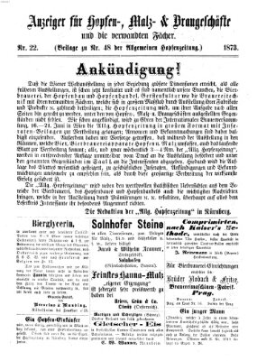 Allgemeine Hopfen-Zeitung Dienstag 22. April 1873