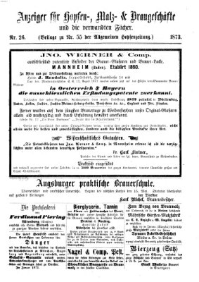 Allgemeine Hopfen-Zeitung Donnerstag 8. Mai 1873