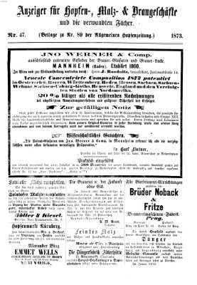 Allgemeine Hopfen-Zeitung Samstag 2. August 1873