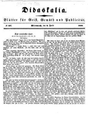 Didaskalia Mittwoch 2. Juli 1856