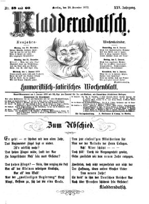 Kladderadatsch Sonntag 29. Dezember 1872